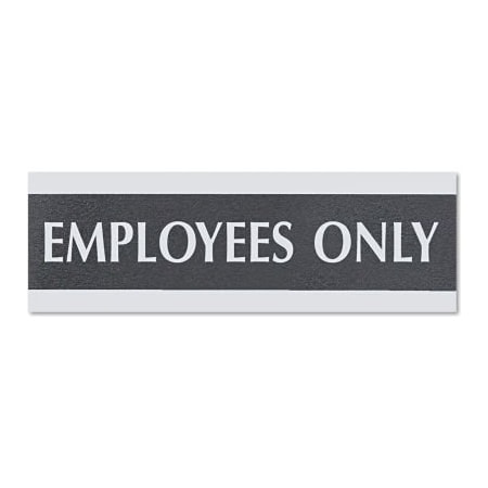 U.S. Stamp & Sign Employees Only Sign, 3 X 9, Black/Silver 4760